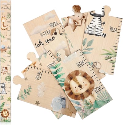 Dailygoods- Meetlat Houten - Groeimeter Dierenpatroon - Geboortecadeau - Groeidiagram 50-180 cm - Decoratief - Voor Kinderen