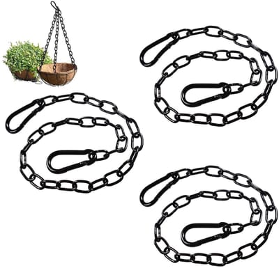 3-delige RVS Karabijnhaak Set met 0.5m Keten, 3mm Stalen Schakelketting voor Ophangen en Bevestigen