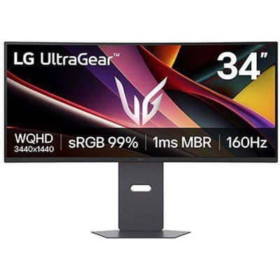 LG UltraWide 34G600A-B Curved Gaming Monitor - 34 inch - 160Hz - 1ms - UltraWide QHD (3440x1440) - HDR10 - FreeSync Premium - Ingebouwde Luidsprekers