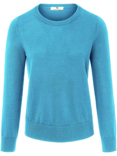 Trui 100% katoen ronde hals Van Peter Hahn turquoise