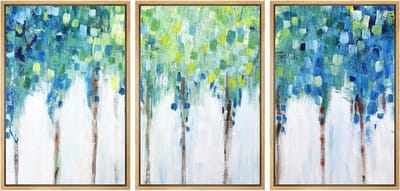Canvas Muurkunst Set - Bloemen Prints - Woonkamer Decoratie - Set van 3 Panelen - 40x60 cm - Blauw Pastel