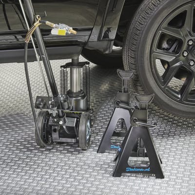 Datona® Vrachtwagenkrik 35 ton met set hoge assteunen - Zwart