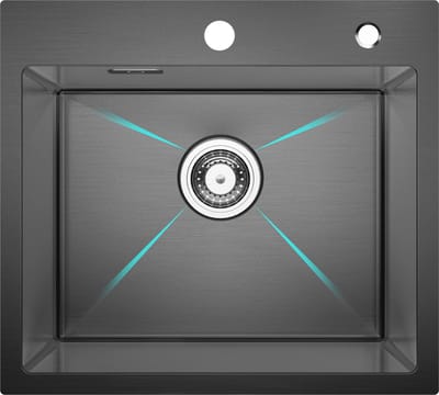 CECIPA max Spoelbak Met Kraangat - 50x45cm Spoelbak Keuken - Enkele spoelbak - Spoelbakken met afdruip - Spoelbakken Keuken - Antraciet