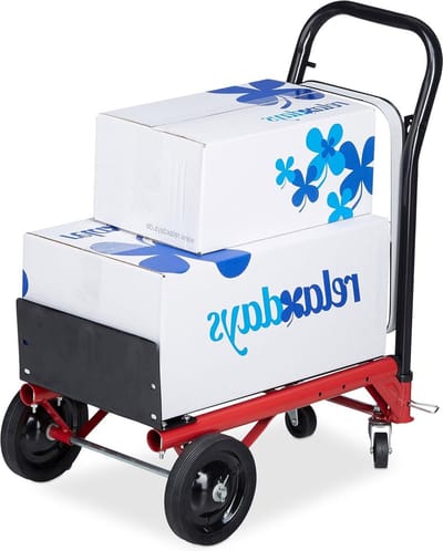 Multifunctionele kruiwagen 80 kg afvalzakhouder professioneel rood-zwart met steekwagenoptie