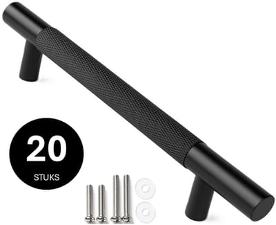 20 X MSQDESIGN Handgrepen zwart - Handgreep zwart 128mm - Meubelgrepen voor keuken , kast en Deurjes - Keukengreep zwart - Kastgrepen - Handgrepen keukenkastjes - Moderne Meubelgreep - zwarte handvaten keuken , Deurjes - ladegreep - incl schroeven