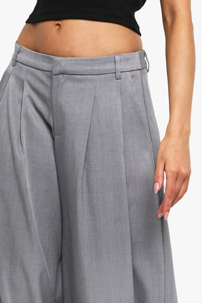 boohoo Dames Tailored Extreme Wide Leg Trousers | Grijze Mergel | Maat: 36