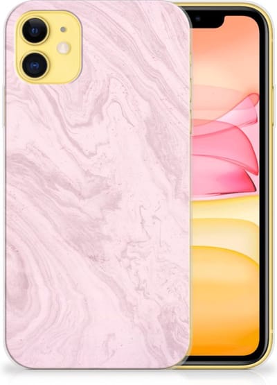 TPU Hoesje voor Apple iPhone 11 TPU Siliconen Hoesje Marble Pink - Origineel Cadeau Vriendin
