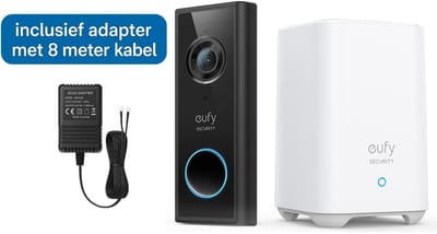 eufy Security S220 Video Deurbel Inclusief HomeBase 2 + deurbel adapter met 8 meter kabel - Bundelvoordeel