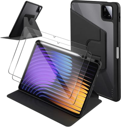 Beschermhoes en 2 Stuks Gehard Glas Displayfolie voor Xiaomi Pad 7(Pro)/Pad 8(Pro) - Krasbestendig, 360 Graden Draaibaar, Ultra Heldere Bescherming voor Tablets