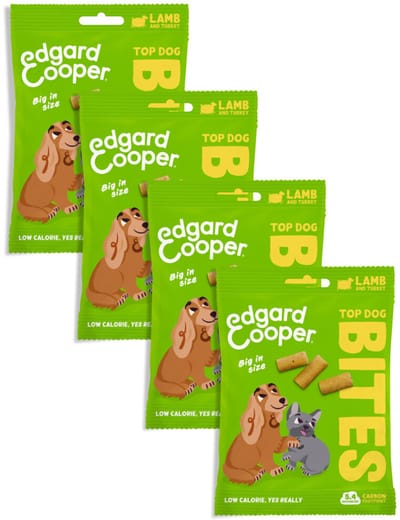 Edgard & Cooper 4x Natuurlijke Hondensnacks, Lam Bites Large (1 x 50g), Graanvrije Beloningen, Vers Vlees, vol Essentiële Aminozuren voor een Gezonde Spijsvertering