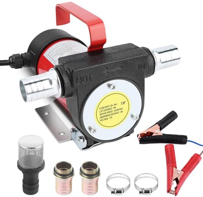 Dailygoody - 12V Oil Pump - Elektrische Oliepomp - 160W Vermogen - Rood en Zwart - DC Suction Pump - 40L/min Doorstroomcapaciteit - Geschikt voor Auto