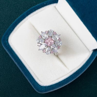 POMOiii Roze Kristal Kubieke Zirkoon Ringen Voor Vrouwen Accessoires Engagement Noble Vrouwelijke Vinger Ring Fijne Gift Tijdloze Sieraden 7