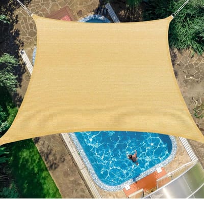 Tuinschaduw Zeil - Waterdichte Schaduwdoek voor Tuin, Rechthoekig Zonnescherm met 95% UV-bescherming, Inclusief Touw voor Buitenfeest, Lichtgeel (2x4m)