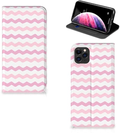 Apple iPhone 11 Pro Max Hoesje met Magneet Waves Roze