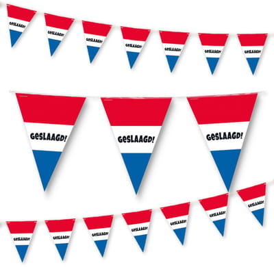 Q2P - Slingers - Geslaagd - Versiering - Nederlandse Slinger - Vlaggenlijn - Feest Versiering - Rood Wit Blauw - Vlaggetjes