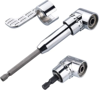 2 stuks 105 ° 1/4 inch haakse booradapter met zeskantschacht schroevendraaier schuine boorverlengbithouder voor Power Boorgereedschap, haakse schroevendraaierbevestiging met magnetische bithouder