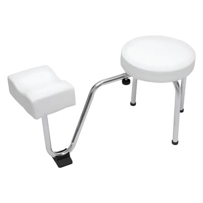 2-in-1 Pedicure Voetsteun en Kruk – Verstelbare Hoogte met PVC Kussen – Pedicure Voetsteun Standaard voor Nagelstudio en Beauty Salon – Wit