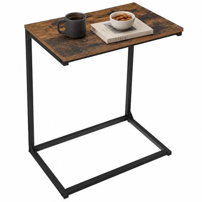 ACAZA Bijzettafel - Vintage bruin en zwart - 55 x 35 x 66 cm (L x B x H) - Bedtafeltje - Laptoptafel - Bijzettafel - Nachtkastje - Laptop Tafel - Laptoptafel - Bijzettafel Bank