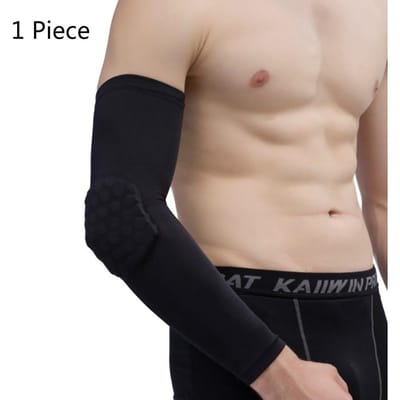 1 PC Honingraat Basketbal Elleboog Ondersteuning Pads Brace voor Fitness Protector Elastische Arm Compressie Mouwen Volleybal XL