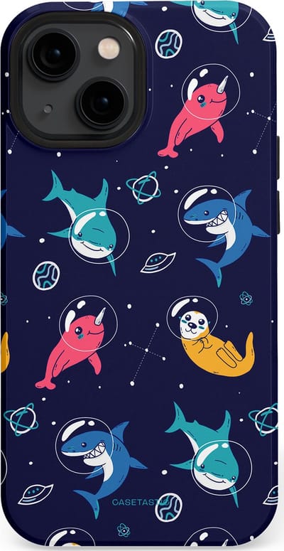 Casetastic Hoesje Geschikt voor Apple iPhone 13 Mini Magsafe - Stijlvolle Beschermende Duo-layer Case - Ruimte Oceaan Blauw