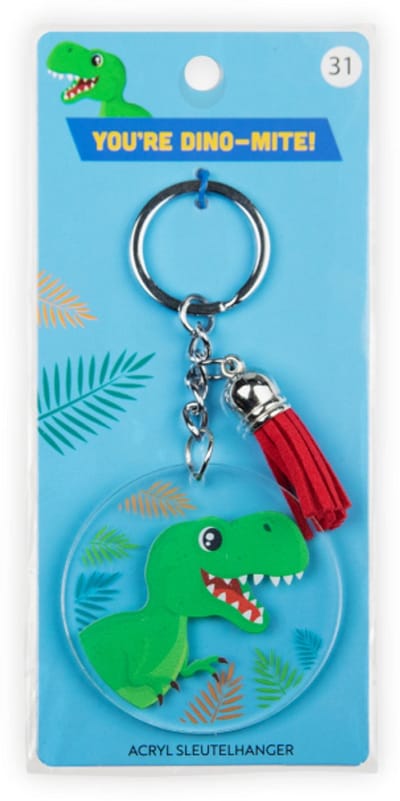 Sleutelhanger met kwastje | Acryl sleutelhanger - Dino