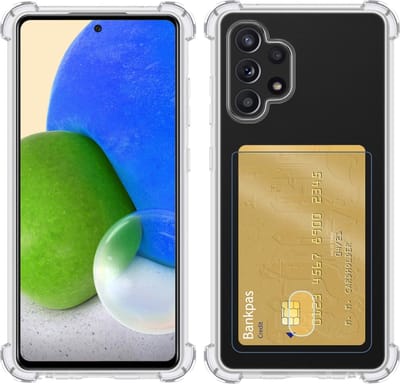 Hoesje Geschikt voor Samsung Galaxy A72 - Met Pashouder en Kaarthouder - Telefoon Hoes Shockproof - Siliconen Case - Back Cover - Shock Proof - Pasjes Houder - Transparant