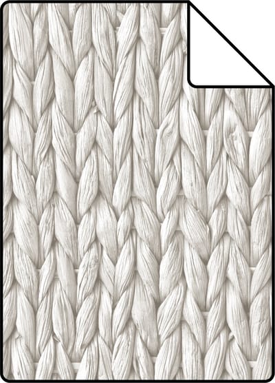 Proefstaal ESTAhome behang geweven riet motief licht warm grijs - 26.5 x 21 cm - 148698-S
