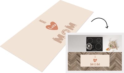 Keukenloper - Loper keuken - Spreuken - Quotes I Love Mom - Moeder - Liefste mama - Moederdag cadeautje - 120x50 cm - Keukenloper vinyl