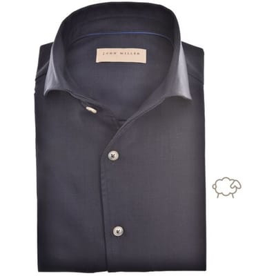 John Miller Overhemd Solid Color Multi Fabric Wool Blend Schiller Collar Navy / male