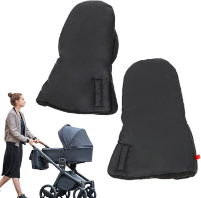 Kinderwagen Muts - Wandelwagen Handwarmers - Bescherming Tegen Kou - Waterafstotend Materiaal - 20 x 30 cm - Zwart