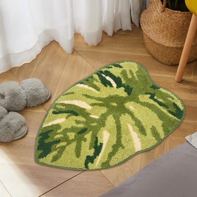 Nordische Plantenbladeren Getuft Tapijt Badkamer Antislip Mat Badkamer Woonkamer Slaapkamer Tegenovergestelde Geslacht Mat Duurzaam 43x61cm