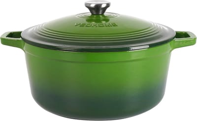 Gietijzeren Braadpan 6L Ø28cm - Duurzame Citruskleurige Stoofpot Geschikt Voor Inductie, Gas en Oven