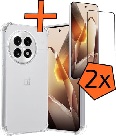 Hoes - Met Screenprotector - 2 Stuks - Geschikt voor OnePlus 13 - Sterk & Shockproof - Siliconen Case - Back Cover - Telefoon Hoes - Shock Proof - Transparant