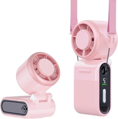 Draagbare handturbo ventilator – klein maar krachtig, fluisterstil, langdurig, 5 snelheden hoge snelheid oplaadbare miniventilator, persoonlijke ventilator voor buiten, reizen, cadeau voor vrouwen en mannen (Roze)