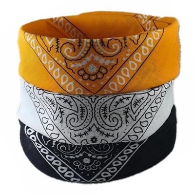 Fako Fashion - 3-Pack Paisley Bandana - Boeren Zakdoek - Hoofdband - Classic Paisley - Zwart