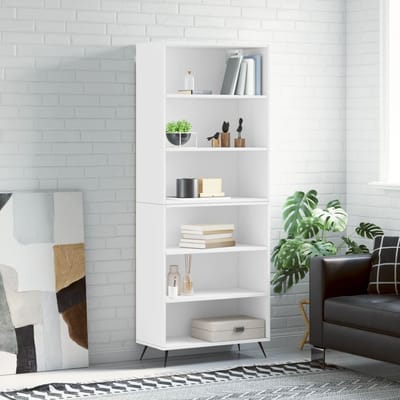 vidaXL - Hoge - kast - 69,5x32,5x180 - cm - bewerkt - hout - wit