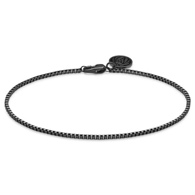 Essentials | 1 mm Gunmetal Zwarte Armband met Vierkante Venetiaanse Schakels