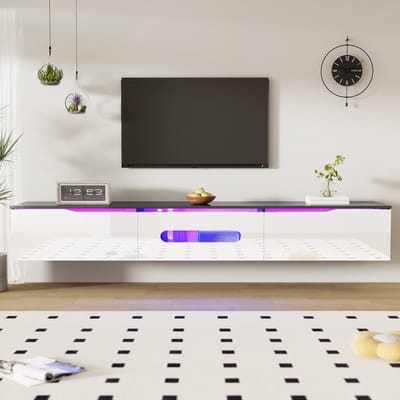 STILVORA TV-kasten 180x35x30 cm - TV meubel Met 16-Kleurige LED - Multifunctioneel En Stijlvol - Rechthoekig - Televisie - MDF - Zwart