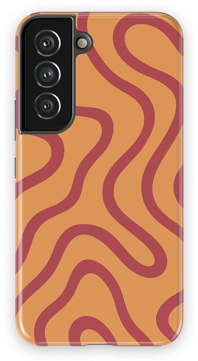 DripCase Curvy Lines Hoesje Samsung Galaxy S22 | Backcover met Mag | Design Tough Case Samsung Galaxy S22 Terracotta Twist