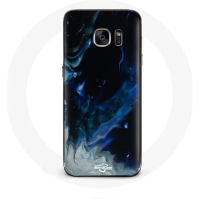 Samsung Galaxy S7 hoesje Veelkleurige rookwolken van blauwgrijs en zwart op een zwarte achtergrond grijs