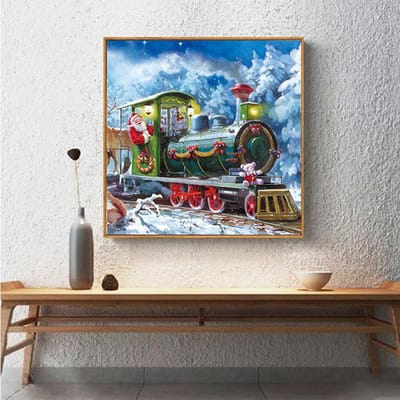 Diamond schilderij Kerstman op trein Diy Diamond schilderij borduurwerk Cross Stitch Home Decor 20x20CM gray
