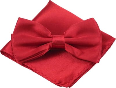 Fako Fashion - Vlinderstrik Inclusief Pochette - Vlinderdas - Strikje - Pochet - Donkerrood