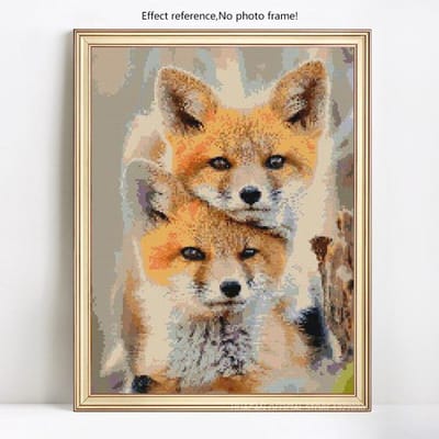 Peinture diamant thème Animal renard, broderie 5D, point de croix, mosaïque ronde complète, à faire soi-même, image 20X30CM beige