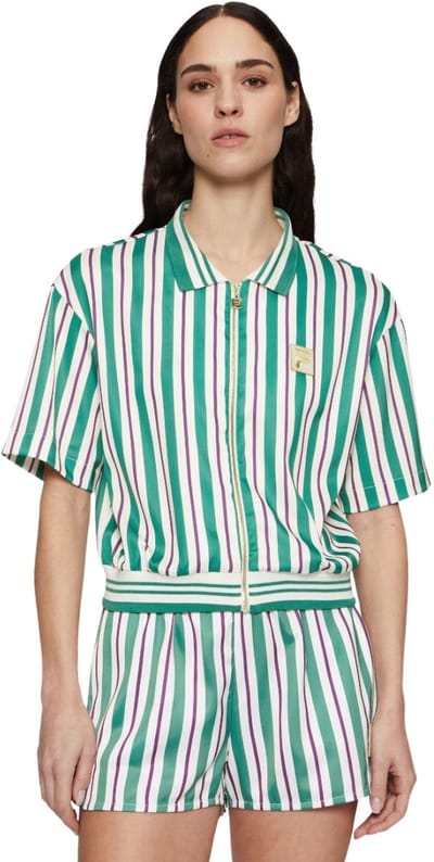Fila T-shirt Dames Poloshirt Lassance Groen-kremowa - Maat XS