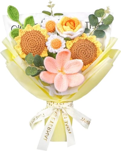 Handgemaakte Haakbloemen, Kunstmatige Bloemen Boeket, Perfecte Cadeau voor Verjaardagen en Feestdagen, Unieke Decoratie voor Huis en Tuin