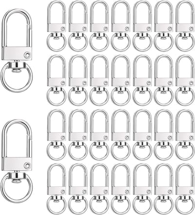Ronte - Metalen karabijnhaken set van 30 stuks - Draaibare sleutelhanger - Zilveren sleutelring - 360 graden draaibare karabijnhaak - Doe-het-zelf handtas sieraden - Duurzaam materiaal - Praktisch en handig - Verschillende toepassingen