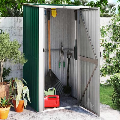 vidaXL - Tuinhuis - Groen - 118,5x97x209,5 - cm - Gegalvaniseerd - Staal