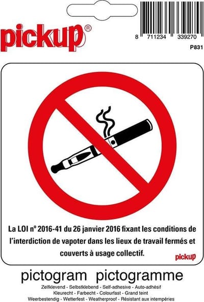 Pickup Pictogram 10x10 cm - Interdiction de Vapoter
