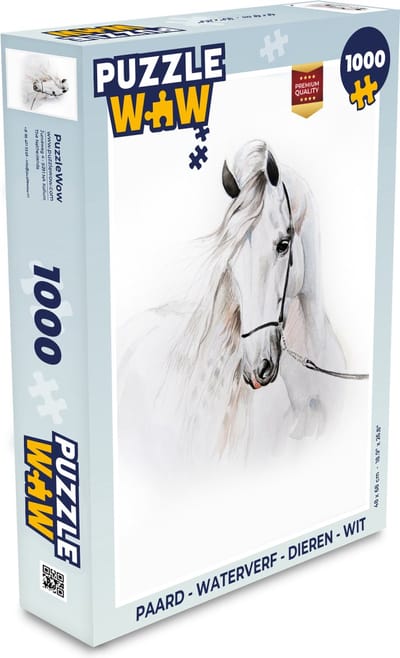 Puzzel Paard - Waterverf - Dieren - Wit - Legpuzzel - Puzzel 1000 stukjes volwassenen