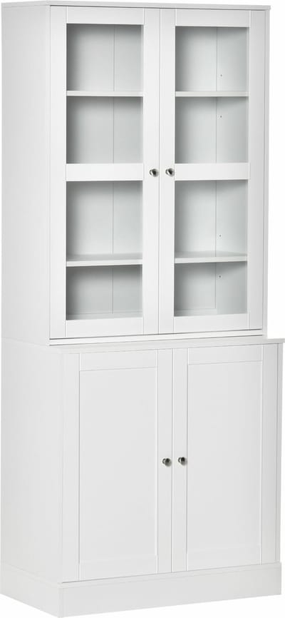 HOMCOM-Bücherschrank-MDF, Gehärtetes Glas-76L x 40B x 178,5H cm-Weiß
